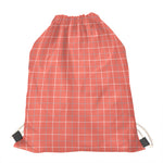 Pastel Red Tattersall Pattern Print Drawstring Bag