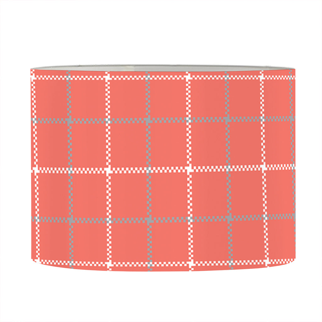 Pastel Red Tattersall Pattern Print Drum Lamp Shade