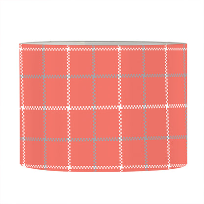 Pastel Red Tattersall Pattern Print Drum Lamp Shade