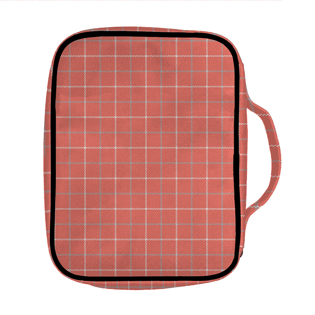 Pastel Red Tattersall Pattern Print Front Pocket Bible Bag