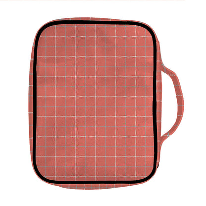 Pastel Red Tattersall Pattern Print Front Pocket Bible Bag