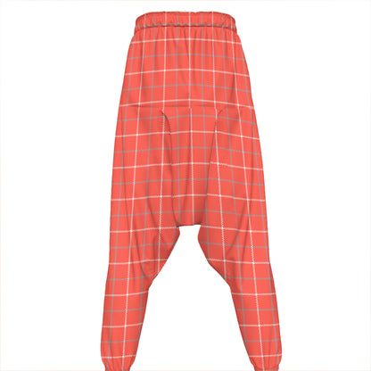 Pastel Red Tattersall Pattern Print Hammer Pants