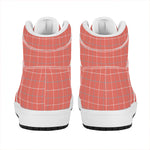Pastel Red Tattersall Pattern Print High Top Leather Sneakers