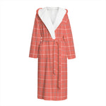 Pastel Red Tattersall Pattern Print Hooded Bathrobe