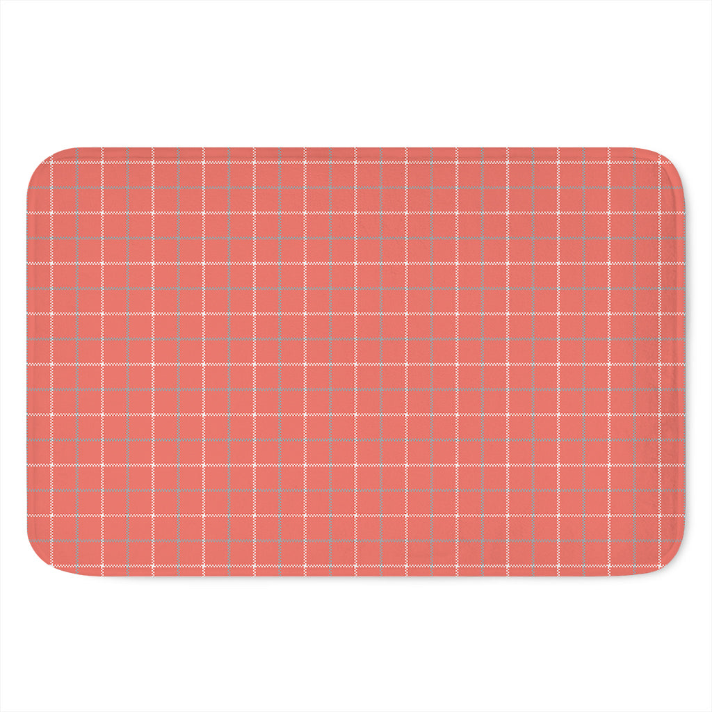 Pastel Red Tattersall Pattern Print Indoor Door Mat