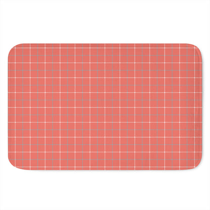 Pastel Red Tattersall Pattern Print Indoor Door Mat