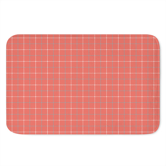 Pastel Red Tattersall Pattern Print Indoor Door Mat