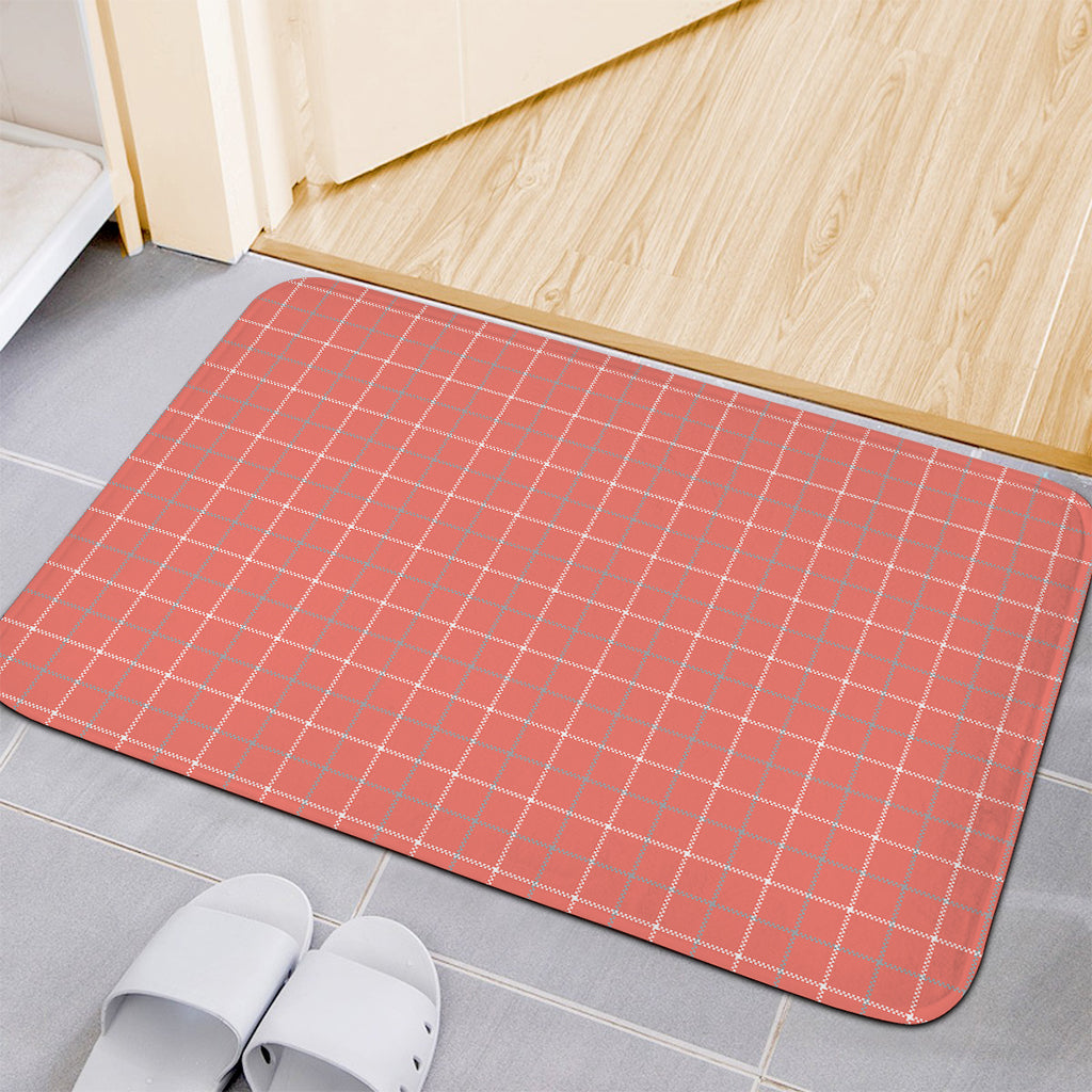 Pastel Red Tattersall Pattern Print Indoor Door Mat
