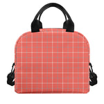 Pastel Red Tattersall Pattern Print Insulated Lunch Bag