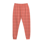 Pastel Red Tattersall Pattern Print Jogger Pants