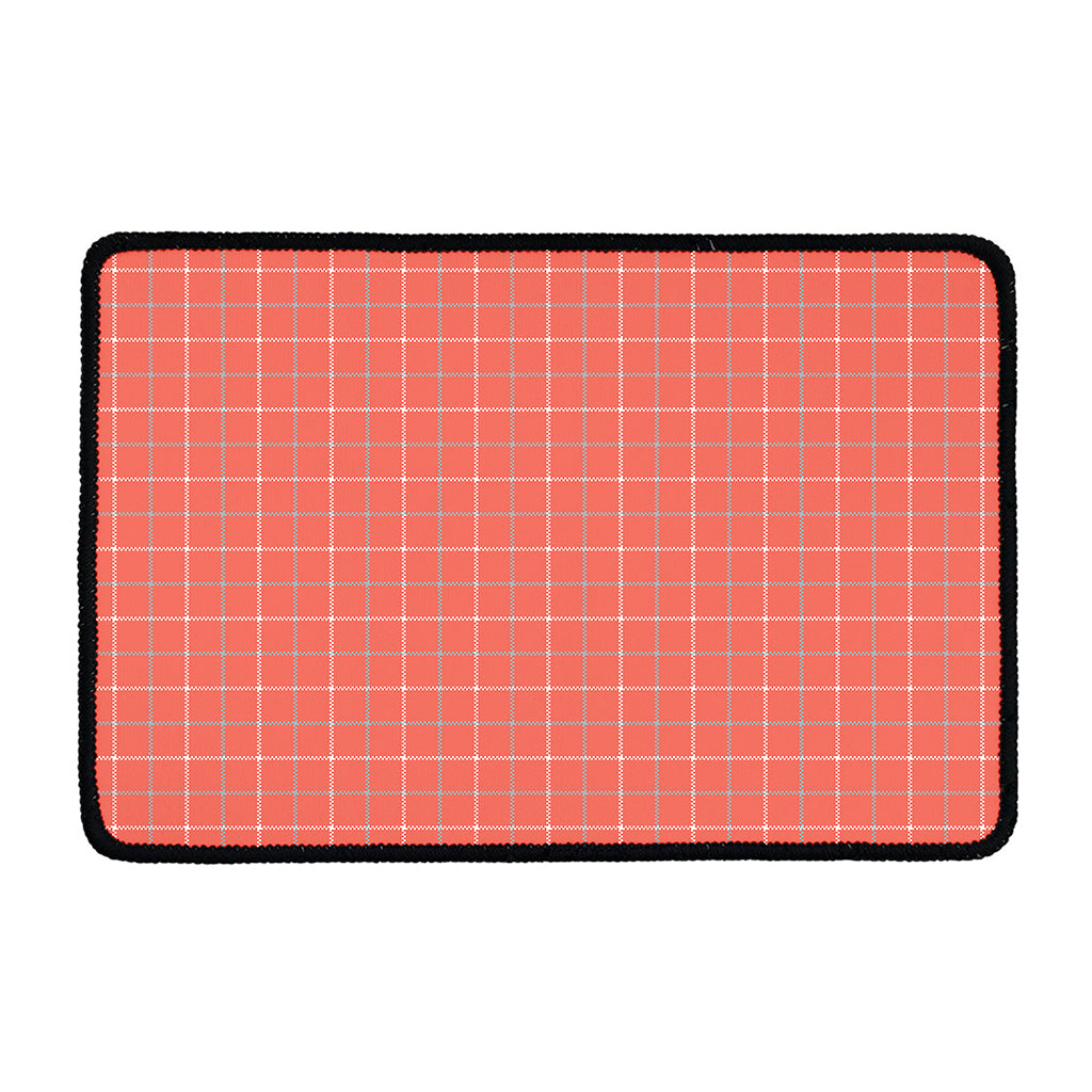 Pastel Red Tattersall Pattern Print Kitchen Mat