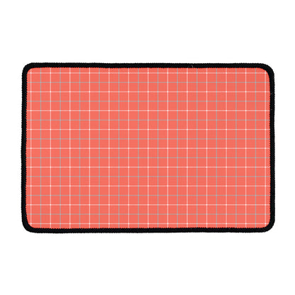 Pastel Red Tattersall Pattern Print Kitchen Mat