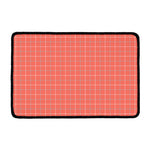 Pastel Red Tattersall Pattern Print Kitchen Mat