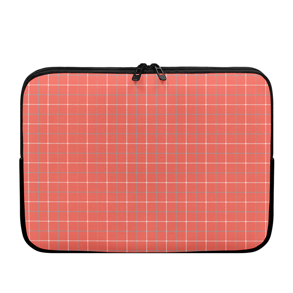 Pastel Red Tattersall Pattern Print Laptop Sleeve