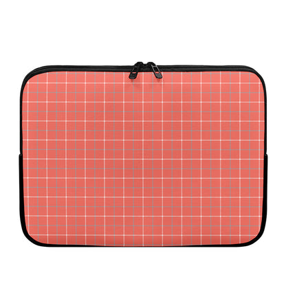 Pastel Red Tattersall Pattern Print Laptop Sleeve