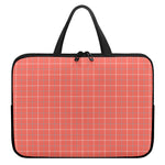 Pastel Red Tattersall Pattern Print Laptop Sleeve With Handle