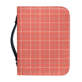 Pastel Red Tattersall Pattern Print Leather Bible Cover
