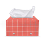 Pastel Red Tattersall Pattern Print Leather Tissue Box Cover