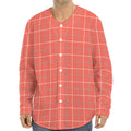 Pastel Red Tattersall Pattern Print Long Sleeve Baseball Jersey