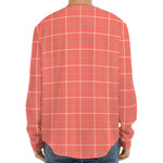 Pastel Red Tattersall Pattern Print Long Sleeve Baseball Jersey