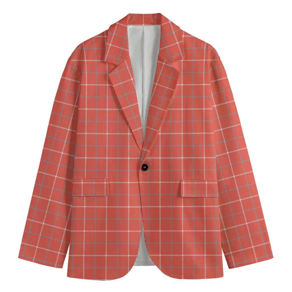 Pastel Red Tattersall Pattern Print Men's Blazer