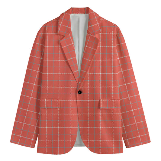 Pastel Red Tattersall Pattern Print Men's Blazer