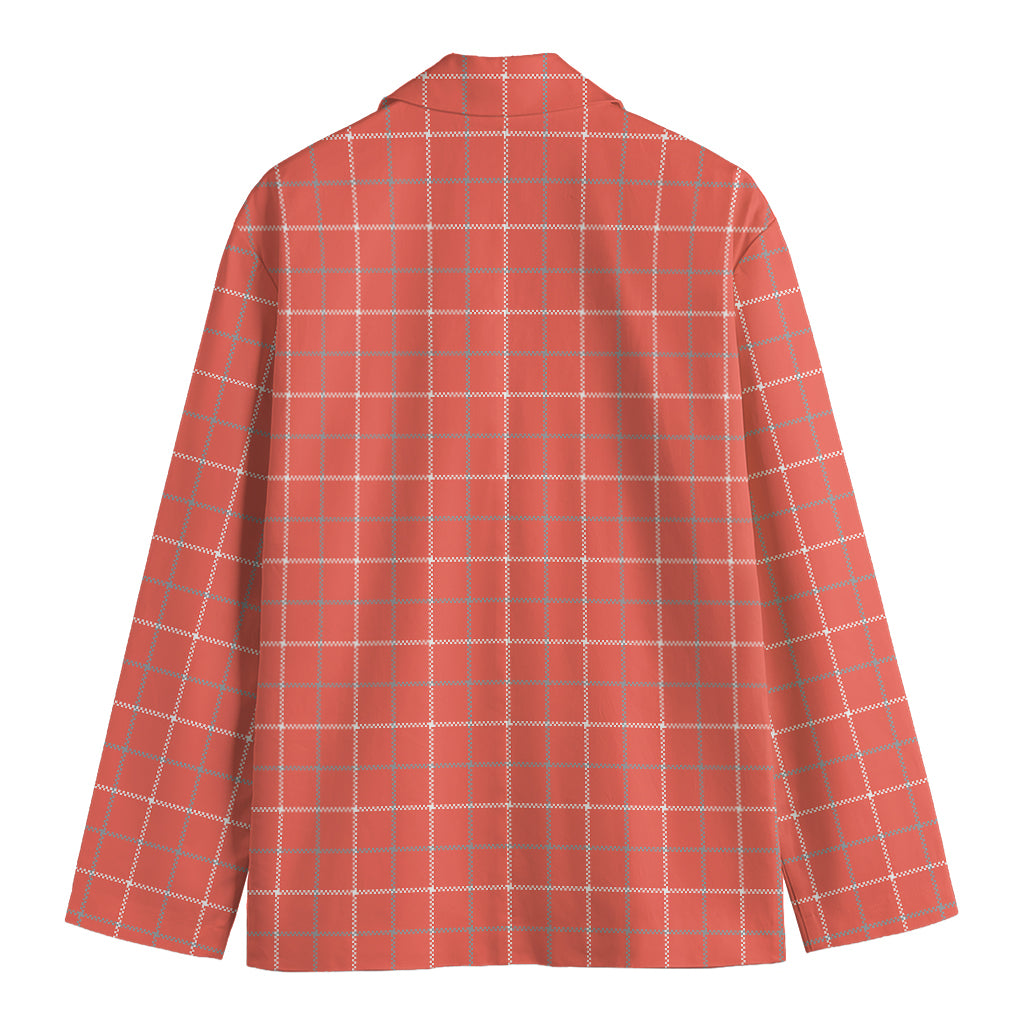 Pastel Red Tattersall Pattern Print Men's Blazer