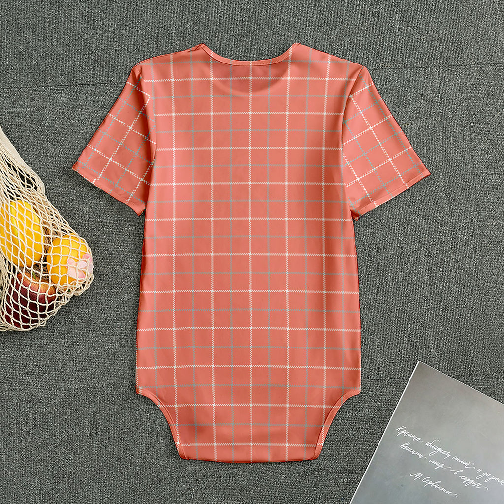Pastel Red Tattersall Pattern Print Men's Bodysuit