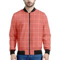 Pastel Red Tattersall Pattern Print Men's Bomber Jacket