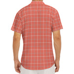 Pastel Red Tattersall Pattern Print Men's Deep V-Neck Shirt