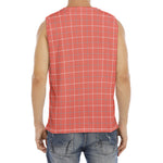 Pastel Red Tattersall Pattern Print Men's Fitness Tank Top