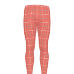 Pastel Red Tattersall Pattern Print Men's leggings