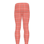 Pastel Red Tattersall Pattern Print Men's leggings