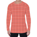 Pastel Red Tattersall Pattern Print Men's Long Sleeve T-Shirt