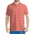 Pastel Red Tattersall Pattern Print Men's Polo Shirt