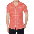 Pastel Red Tattersall Pattern Print Men's Shirt