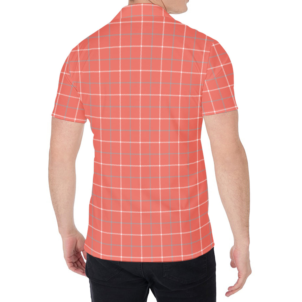 Pastel Red Tattersall Pattern Print Men's Shirt