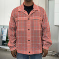 Pastel Red Tattersall Pattern Print Men's Shirt Jacket