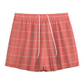 Pastel Red Tattersall Pattern Print Mesh Shorts