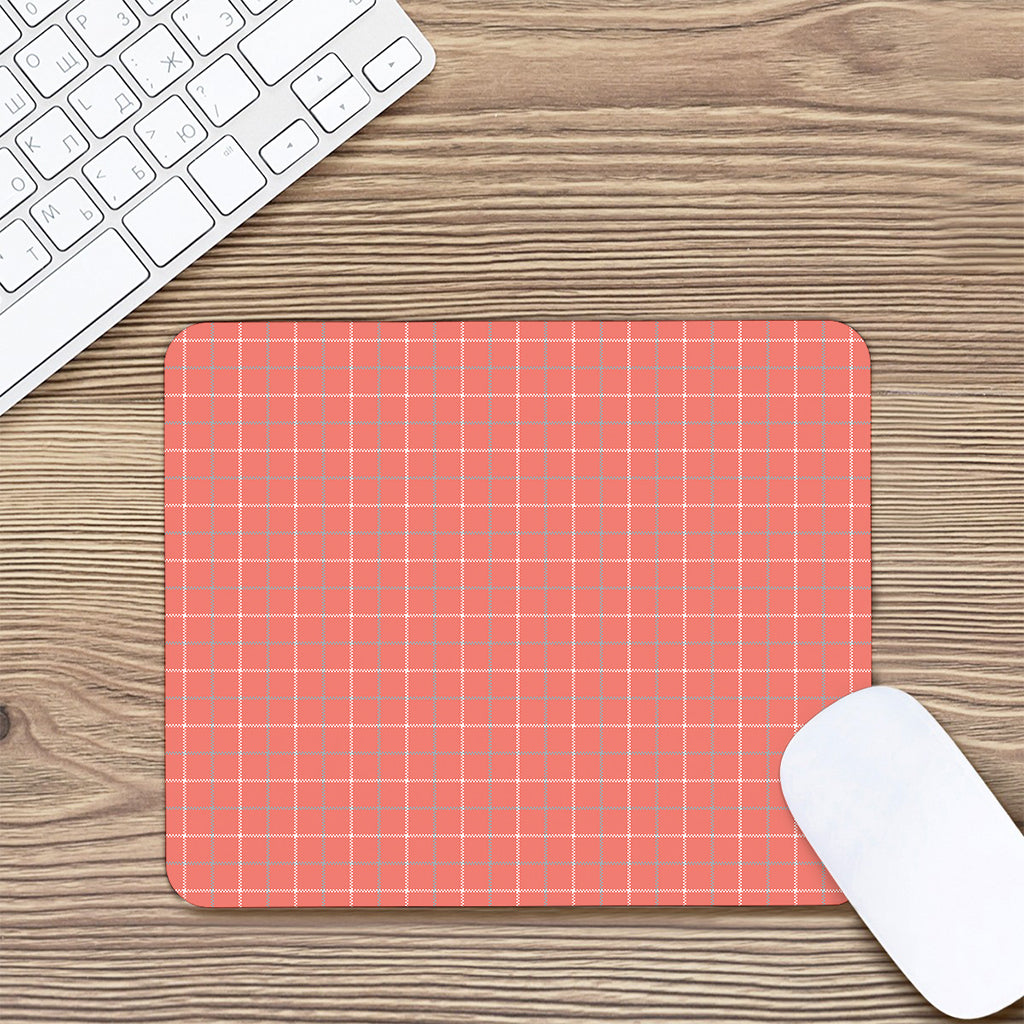 Pastel Red Tattersall Pattern Print Mouse Pad