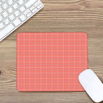 Pastel Red Tattersall Pattern Print Mouse Pad