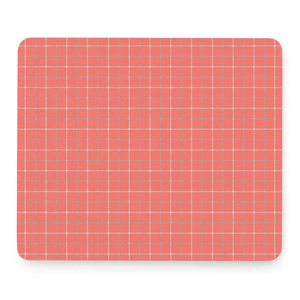 Pastel Red Tattersall Pattern Print Mouse Pad