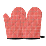 Pastel Red Tattersall Pattern Print Oven Mitts