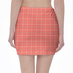 Pastel Red Tattersall Pattern Print Pencil Mini Skirt