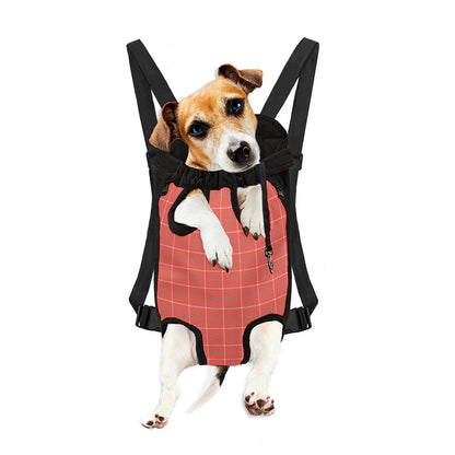 Pastel Red Tattersall Pattern Print Pet Carrier Backpack