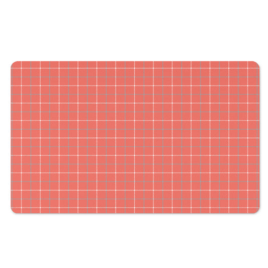 Pastel Red Tattersall Pattern Print Polyester Doormat