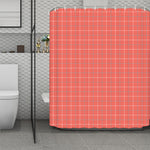 Pastel Red Tattersall Pattern Print Polyester Shower Curtain