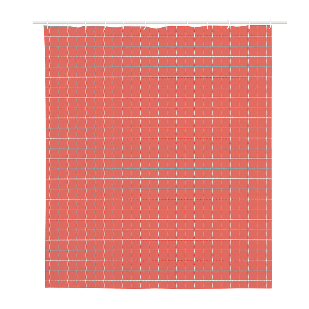 Pastel Red Tattersall Pattern Print Polyester Shower Curtain