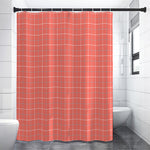 Pastel Red Tattersall Pattern Print Premium Shower Curtain