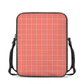 Pastel Red Tattersall Pattern Print Rectangular Crossbody Bag